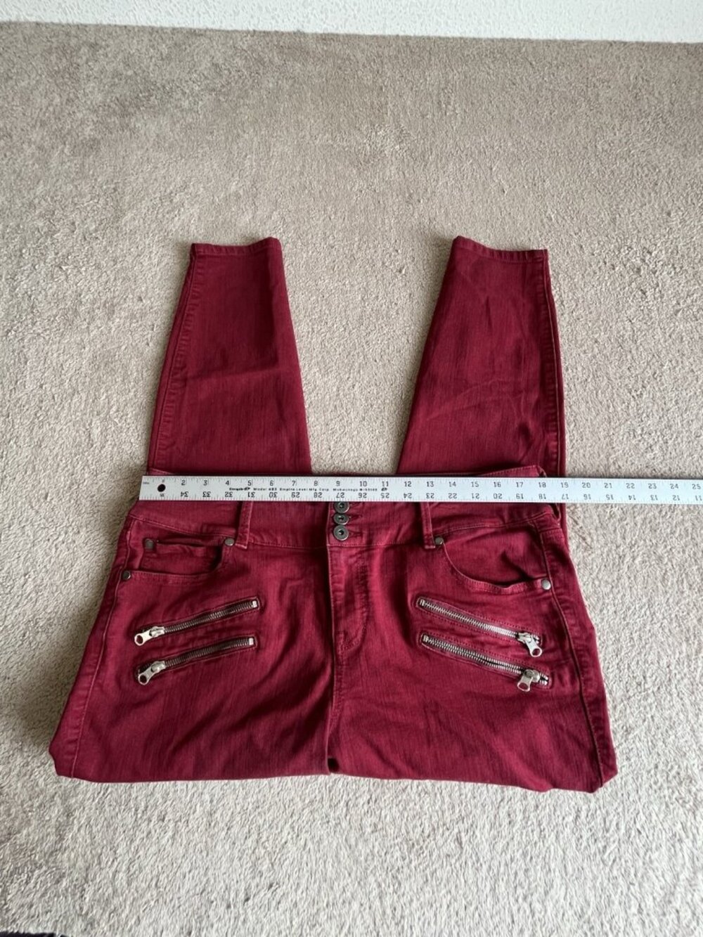 Torrid Jegging Jeans 14R Burgundy High Rise Skinny Moto Zippers - Picture 12 of 13